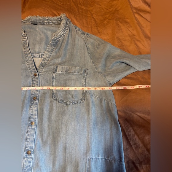 J. Jill Denim Dress Women’s Size XL Light Blue Button Down Tencel Shirt Dress - Picture 6 of 7
